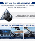 Close-up of black 360-rotatable car magnetic phone holder with vacuum suction on glass surface