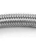 Close-up of braided steel body from the Extended Tank Drain Valve Kit For Air Compressors With 10 Inch Drain Hose, heavy duty and rust resistant
