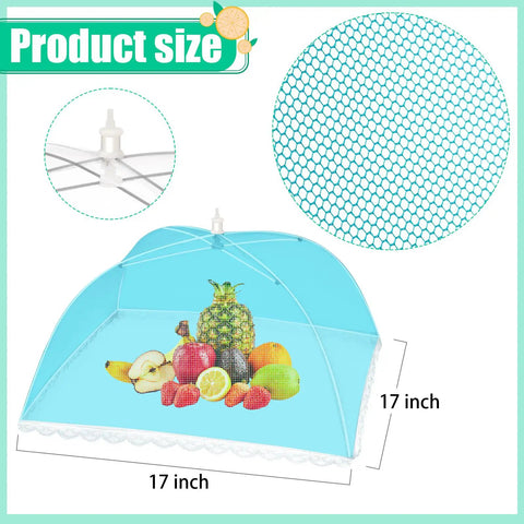5 Pack Mesh Food Cover Tents For Picnics And Barbecues, 17x17 inch coverage with lace trim, keeps food safe from pests