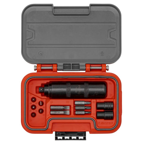 13 Piece Impact Hand Driver Set With Black Oxide Phillips And Slotted Insert Bits One Quarter Inch Hex Blow Mold Case Uninsulated