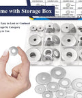 Stainless Steel Fender Washers Set 108 Pcs 12 Sizes From M3 To M12 304 Grade Wide Flat Washers Assortment Kit in storage box