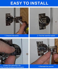 Installation steps for Premium 50 Pack Cabinet Hinge Restrictor Clips For Blumotion Compact Hinges 86 Degree Opening.