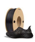 Black TPU Filament 1.75mm 250g spool with 3D printed flexible shoe model, Dope Rubber Like Flex 95A, high elasticity, abrasion resistant.