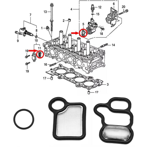 DIY Friendly Engine Variable Valve Timing VVT Solenoid Gasket Kit For Honda And Acura Fits Civic Accord CR-V Element RSX TSX RDX