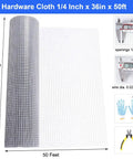 Beefy 36x50 Hardware Cloth One Quarter Inch 23Ga Welded Wire Mesh Fence Roll Galvanized Steel with measurements and tools