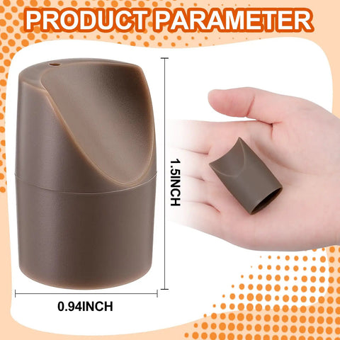 Twelve Pack Beige Folding Chair Leg Caps Seven Eighths Inch V Tip Stabilizer Feet Non Marring Floor Protectors displayed in hand.
