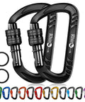Heavy Duty Carabiner Clips 12kN 2697 Lbs Quick Lock Aluminum 7075 Multicolor Pack with Smooth Edges for Outdoor Gear