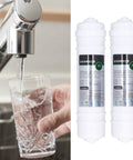 10 Inch Universal Water Purifier Filter Replacement with PP Cotton Dual Pack for Home and Industrial Setups next to faucet