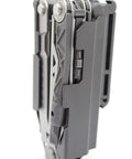 Side view of Center-Drive Multitool Sheath With Quick Draw Retention And Bit Kit Pocket, 1.5 inch spring steel belt clip