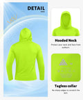 Back view of neon green shirt from Three Pack Men's UPF Fifty Plus Hooded Sun Shirts, Long Sleeve UV Protection Rash Guard Set.