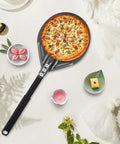 Perforated Pizza Peel With Long Handle 6 Inch Metal Spatula For Indoor And Outdoor Use Anodized Aluminum Surface