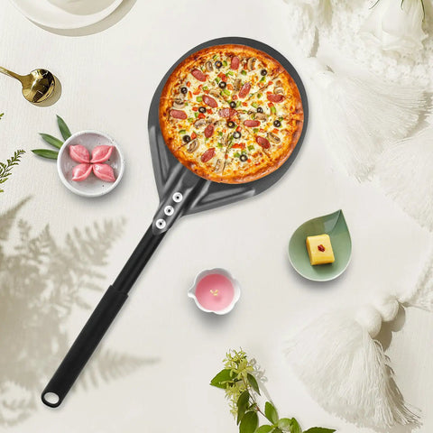 Perforated Pizza Peel With Long Handle 6 Inch Metal Spatula For Indoor And Outdoor Use Anodized Aluminum Surface