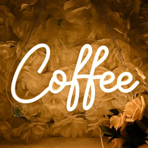 Coffee Neon Light Sign USB Powered Wall Or Table Decor For Home Kitchen Cafe Bar Warm White 11.8 Inch Mood Builder