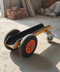 Rock Solid Heavy Duty Slab Mover Cart And Panel Transport Trolley with channel steel chassis and durable rubber wheels, shown on site.