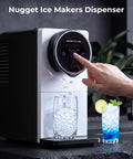 Heavy Duty Compact Nugget Ice Maker For Countertop With Auto Dispenser Makes Up To 33 Lbs Of Chewable Pebble Ice Daily dispensing ice.