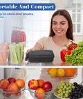 Person placing 3ml Vial Storage Case For Bac Water And Peptide Vials With Custom Foam Compartments in fridge beside vegetables.