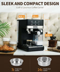 20 Bar Espresso Machine With Touch Screen And Automatic Milk Frother 3-In-1 Latte Maker on kitchen counter with cups