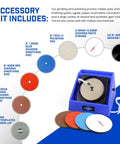 8 Inch Slant Cabber For Lapidary Projects With Rock Polisher And Stone Shaper Kit 115V showing accessories and discs