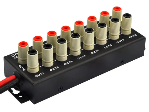 8 Port DC Power Distribution Strip With Banana Jack Outputs Heavy Duty Pro Lab Power Splitter For 0 To 60V DC 50 Amp Input