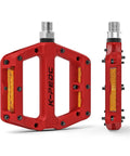 Night Ride Ready Platform Pedals With Reflective Strips Universal Nine Sixteen Inch Nylon Fiber MTB BMX Pedals in red