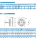 Technical diagram and specifications of Single Shaft Magnetic Powder Brake 25 Nm Torque Control For Inner Rotation Industrial Printing.