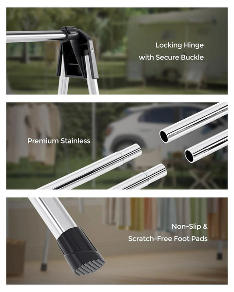 Foldable Clothes Drying Rack Portable Laundry Stand Sturdy Hanging Bars Compact Airer For Apartments Dorm Rooms Closets Quick Dry Setup Zero Fuss Easy Everyday Storage