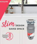 Half Horsepower Direct Wire Garbage Disposal for Kitchen Sinks With BioShield Odor Control and Torque Master Grinding System Easy Install Quiet Gray Built for Busy Kitchens image showing slim design under sink setup.
