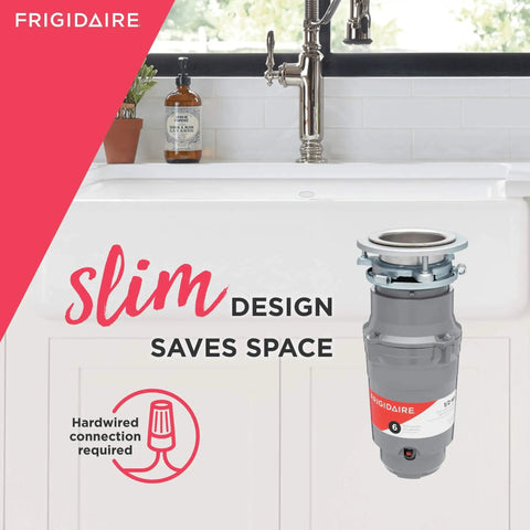 Half Horsepower Direct Wire Garbage Disposal for Kitchen Sinks With BioShield Odor Control and Torque Master Grinding System Easy Install Quiet Gray Built for Busy Kitchens image showing slim design under sink setup.