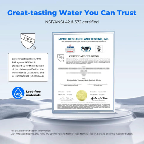 Sink Faucet Water Filter with 360 Degree Rotating Stainless Steel Design, NSF Certified Kitchen Sink Purifier on certification of listing