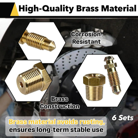 High-Quality Brass Adapters from Top Shelf Brake Bleeder Screw Kit, designed for durable car caliper maintenance.