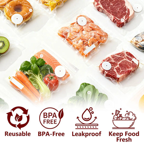 Small Vacuum Sealer Bags Kit With 2 Bonus Clips, 30-Pack 8x10 Inches, BPA-Free Reusable Food Storage for various foods