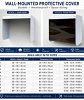 Wall Mount Weatherproof EV Charger Cover with open and tinted front styles, dimensions table for easy installation and customization.