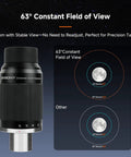 Diagram and photo of Planetary Zoom Eyepiece 8 to 16mm Parfocal 63 Degree Wide Field 1.25 to 2 Inch Dual Interface Telescope Eyepiece