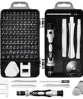 115 In 1 Precision Screwdriver Set With Micro Magnetic Bits For Electronics Repair in open labeled case with tools visible