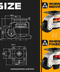 Heavy Duty Adjustable Leveling Feet Casters With Vibration Dampening Rubber Pads For Shop Equipment diagram showing dimensions and features.