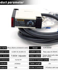 Indoor Wall Mounted Photoelectric Beam Sensor with 30 Cm Detection Range E3JK-DS30M1, shown with cable and packaging details