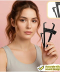 Ultra Accurate Body Fat Caliper With Dual Metric And Imperial Scales For Men And Women Portable Skinfold Tester For Home Gym Or Travel Easy Readout And Precise Millimeter Measurements For Real Progress woman holding black plastic caliper