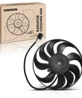 Direct Bolt On Heavy Duty Right Engine Radiator Cooling Fan Assembly Fits Audi Tt And Volkswagen Golf 2000 To 2013, black 9-blade fan with connector.