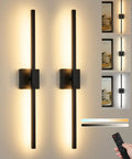 Cordless Black Rechargeable Wall Sconce With Remote 8000Mah Battery Operated light fixture, modern design for hallway decor.