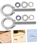 Stainless Steel Eye Bolts M10x60 With Nuts And Washers Anti Loosening Beefy Heavy Duty Lifting Eye Bolt For Machinery Mounting And Concrete Wall Installation Weather Resistant Surface And Extra Length For Deep Anchoring, stainless steel eye bolt set