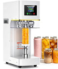 No Sweat Heavy Duty Commercial Can Sealer Machine, Plug And Play Automatic 360 Rollers with fruit drink container.