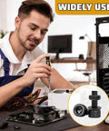 Man assembling PC with 500 Piece M3 Screws Set With Hex Socket Head Bolts Nuts Washers For DIY And 3D Printer Builds in focus