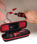 Heavy Duty Hard Shell Protective Case For Rechargeable 4V Cordless Screwdriver Tool Organizer, shown with screwdriver and tools inside.