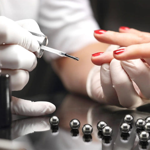 50 Pack 8mm Nail Polish Mixing Balls Stainless Steel Bearing Balls For Nail Art Paint Mixing Beads 316 Stainless Steel With High Temperature Resistance And Corrosion Protection Pro Grade, used in nail polish mixing with red nails
