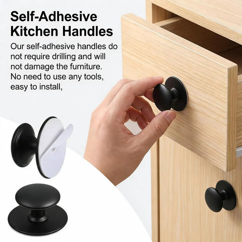Five Pack Self Adhesive Cabinet Knobs No Drill Required Quick Install Black Drawer Handles For Cabinets And Drawers DIY Furniture Makeover
