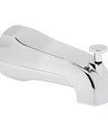 Slip On Diverter Tub Spout 4 Inch Polished Chrome Metal Construction Easy Install Bath Fixture Durable Tub Spout With Built In Diverter For Quick Shower Switch Works With Standard Tub Fixtures