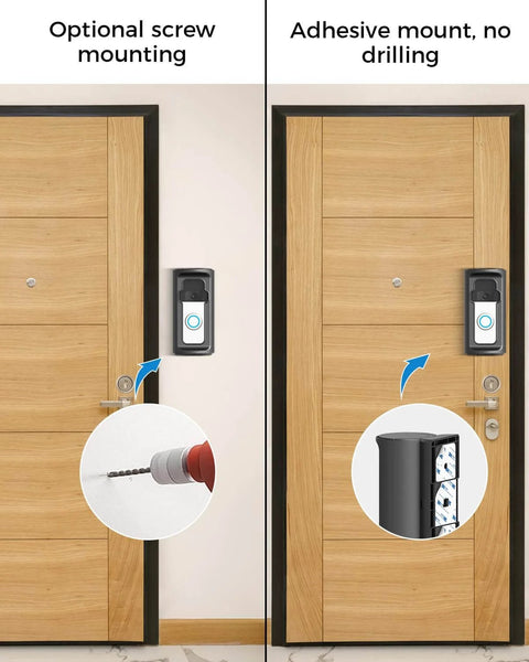 360 Degree Adjustable Doorbell Mount For Ring Video Doorbells And Battery Doorbells, No Drill Install on wood door
