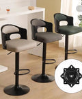 Beefy Heavy Duty 7 Inch Bar Stool Swivel Plates Set Of 3 Replacement Seat Base Mount Plates shown with bar stools in room