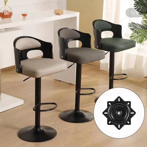 Beefy Heavy Duty 7 Inch Bar Stool Swivel Plates Set Of 3 Replacement Seat Base Mount Plates shown with bar stools in room
