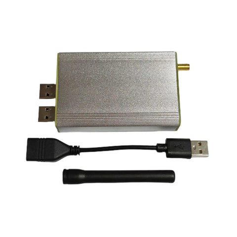 Shari PiHat Portable On The Go SA818 Ham Allstar Radio Interface for Raspberry Pi with USB C adapter and antenna, compact silver design.